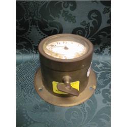 A key wind bulkhead clock with enamel dial, 3" dia.  (AF).