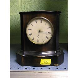 A small French serpentine mantel clock, clock movement and Europa  night clock.  (3)