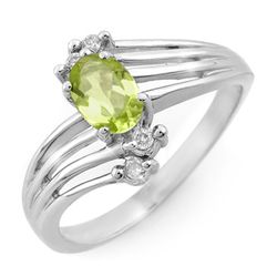 Genuine 0.55 ctw Peridot & Diamond Ring 10K White Gold