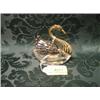 Image 1 : A crystal salt with a continental silver swan neck and wing  attachment with London import mark,