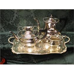 A Viners silver plated 4-piece London shape tea and coffee service  together with chased serving