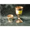 Image 1 : A George V silver trophy cup, on knopped stem, Chester 1928, 4 1/2"  high, another with 2 loop ha