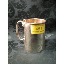 An Edward VII silver straight sided mug, with loop handle, engraved  with amonogram and date 1909