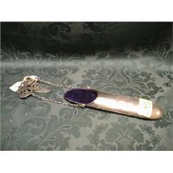 A George V silver open spectacle case with chatelaine hook, engraved  with initials, Birmingham 1