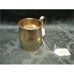 An Edward VII silver baluster mug, with planished body, reeded scroll  handle, Birmingham 1902, 3