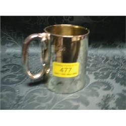 A Victorian straight sided mug, with loop handle, London 1882, 3 1/2"  high, 5ozs.