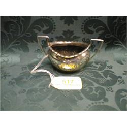 A Victorian silver salt by James Dixon & Sons, boat shape, with 2  angulated handles, the body ch