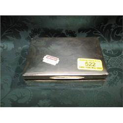 A silver cigarette box, the lid inscribed with monogram and  'Christmas 1921', wood lined.  Londo