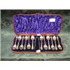 Image 1 : A set of 12 Victorian silver teaspoons and matching tongs by Wm.  Hutton & Sons, having engraved