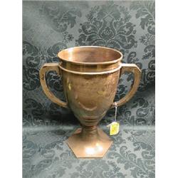 A George VI silver 2-handled racing trophy, ovoid, knopped stem, on  hexagonal foot, inscribed 'W