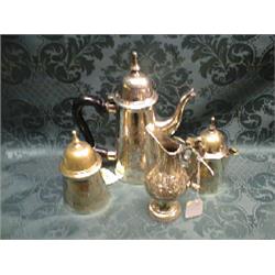 An Indian silver plated coffee set, of 3 pieces, engraved with  flowers and foliage, a similar sm