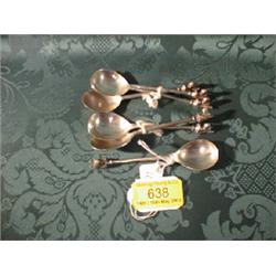 A pair of Victorian teaspoons with cast foxhead finials, London 1867,  4 similar, Birmingham 1926