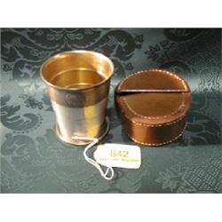 A Victorian silver travelling mug, having 4 concentric machine turned  rings and screw on base, e