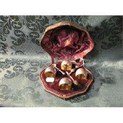 A cased set of four Victorian salts together with four spoons, cased,  London 1888.