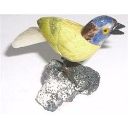 GEMSTONE BEAUTIFUL BIRD!! THIS BIRD IS ALL HANCARVED MADE OF DIFFERENT GEMSTONES INCLUDING ONX/LAPIS