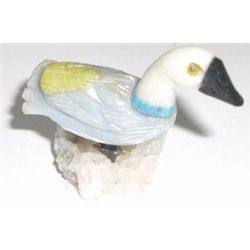 GEMSTONE BEAUTIFUL DUCK!! THIS DUCK IS ALL HANCARVED MADE OF DIFFERENT GEMSTONES INCLUDING ONYX!!