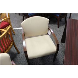 BEIGE MAHOGANY FRAME CLIENT CHAIR