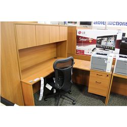 HARVEST CHERRY 66" CORNER WORK STATION C/W HUTCH