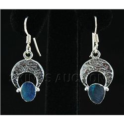 Opal Doublet 13.41ctw Crescent Design .925 Hook Earring