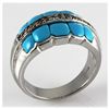 Image 1 : Genuine 0.67 ct Turguoise & Diamond Ring 14kt W/G 9.39g