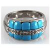 Image 2 : Genuine 0.67 ct Turguoise & Diamond Ring 14kt W/G 9.39g