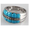 Image 3 : Genuine 0.67 ct Turguoise & Diamond Ring 14kt W/G 9.39g