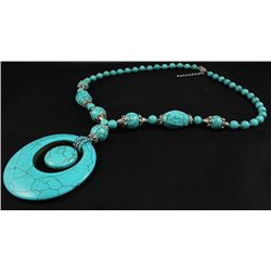 277.08CTW FASHION BEADED TURQUOISE SILVER NECKLACE