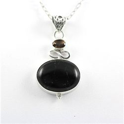 Sterling Silver Pendant Quarts Black Onyx Gemstone