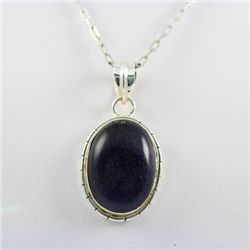 Sterling Silver Pendant Blue Golden Sandstone Gems