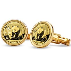 2012 1/10 oz Gold Panda Cuff Links (Polished Plain) 14K