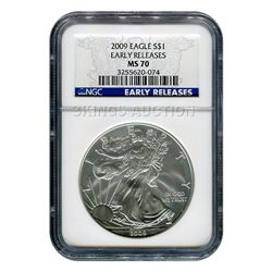 Certified Uncirculated Silver Eagle 2009 MS70 NGC Early