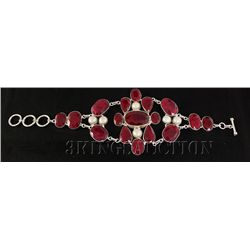 RUBY CORRUNDUM 69.94GRAMS FASHION SILVER BRACELET