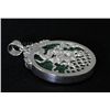 Image 2 : Genuine 36.00ctw Jade & Dragon Silver Round Pendant