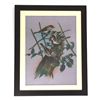 Image 1 : 24 1/2" x 30 1/2" Playful 3 Birds Gemstone Painting w/