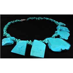 661.00CTW BOLD BIG CHUNKY TURQUOISE FASHION NECKLACE