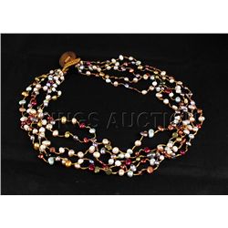 151.42CTW Multi Color Thread Freshwater Pearl Necklace