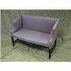 Image 1 : A 19thC. mahogany framed 2 seater boudoir sofa with pink geometric  upholstery, on moulded square