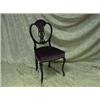 Image 1 : A set of 4 Edwardian floral marquetry salon chairs with shaped and  pierced backs, overstuffed se