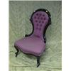 Image 1 : A Victorian mahogany spoonback nursing  chair with pink buttoned  damask upholstery, serpentine s