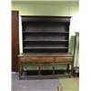 Image 1 : An 18thC. oak dresser, the plate rack having moulded cornice, pierced  frieze and 3 shelves, the b