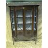 Image 1 : An Edwardian mahogany china cabinet with bow and break front, having  2 astragal glazed doors, str