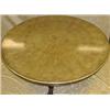 Image 1 : A fine pollard oak veneered circular dining table on trefoil base,  raised on 3 paw feet, in Willi