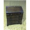 Image 1 : A George III oak bureau with fall flap revealing a fitted interior  over 3 short and 3 long gradua