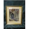 Image 1 : E Francis (20thC. British). Church Interior with figures, watercolour  over pencil, body colour, s