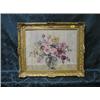 Image 1 : V G***ryly.  Still life of roses in a glass vase, oil on canvas,  signed indistinctly.  16" x 20".