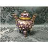Image 1 : A 19thC. Japanese cloisonnT koro with domed cover, lobed body and  raised on 3 feet, 5" high. Illu