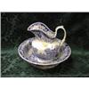Image 1 : A blue and white toilet jug and bowl.