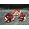 Image 1 : Three Victorian cranberry glass posy bowls.  (AF)