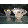Image 1 : A heavy cut glass rose bowl, with diamond and petal cut body, square  foot, starcut to underside,
