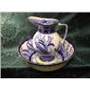 Image 1 : A Royal Doulton 'Lily' pattern toilet jug and bowl, printed in  underglaze blue, with gilt lines,